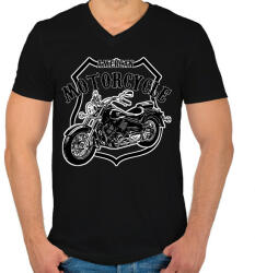 printfashion american motorcycle - Férfi V-nyakú póló - Fekete (11594834)