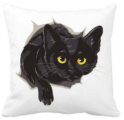 printfashion Fekete macska - Párnahuzat, Díszpárnahuzat - Fehér (7529834)