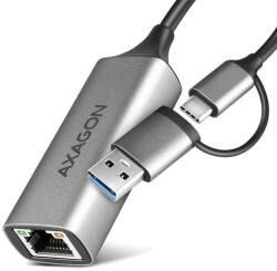 AXAGON ADE-TXCA USB-C + USB-A Gigabit Ethernet Adapter Grey
