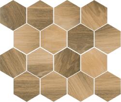 Paradyz Dekorlap, Uniwersalna Mozaika Wood Natural Mix Heksagon Mat 22x25, 5cm - mozaikkeramia