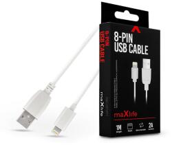 MaxLife USB - Lightning adat- és töltőkábel 1 m-es vezetékkel - Maxlife 8-PIN USB Cable - 5V/2A - fehér - nextelshop