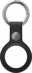 AlzaGuard Genuine Leather Airtag Keychain - fekete (AGD-AKL003B)