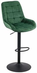  Scaun bar tapițat, înălțime reglabilă, rotativ, suport picioare, catifea, verde, ABS 145