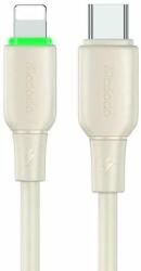 Mcdodo Cablu Date si Incarcare LED, Mcdodo, Fast Charge 36W USB-C - Lightning, incarcare rapida, pentru iPhone 5 / 6 / 7 / 8 / X / XS / XR / SE / 11 / 12 / 13 / 14 / Plus / Pro / Max, 1M, bej (CA-4760)