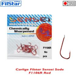 Filstar Carlige FILSTAR Sensei Sode F1106R, Red, Nr. 10, 18buc/plic (F1106R-10)