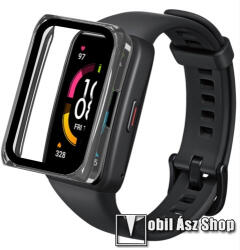  Okosóra műanyag védő tok / keret - ÁTLÁTSZÓ - 9H edzett üveg előlap védő is! - HUAWEI Band 6 / HONOR Band 6 / HONOR Band 7 / HUAWEI Band 7