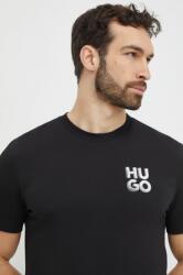 Hugo pamut póló fekete, férfi, nyomott mintás - fekete XS - answear - 15 990 Ft