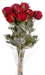 Selyemvirág Rózsa 12szálas csokor műanyag 37cm piros (A23978_02)