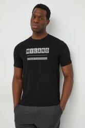 Giorgio Armani pamut póló fekete, férfi, nyomott mintás - fekete M - answear - 12 990 Ft