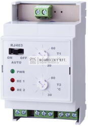  RJ403 Két fokozatú hőmérséklet kapcsoló, szivattyúvezérlésre, 230V, 20. . . 80°C, IP20 (RJ403)