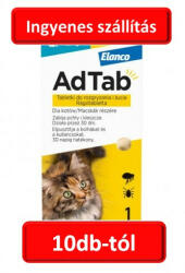 Elanco 10db-tól : AdTab rágótabletta macskáknak 1db , ( 2-8kg. cicáknak ) , Termék szavatosság : 2025.12. 31