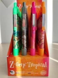 Zebra Golyóstoll display, 0, 27 mm, nyomógombos, ZEBRA "Z-Grip Tropical", kék, 4 különbözõ minta (20 db) (TZ89621)