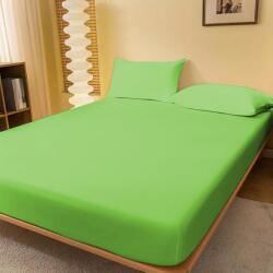 Ralex Set husa de pat si fete perne tricot jerse bumbac 100%, pentru saltea cu inaltime de 25cm si dimensiune 160x200 cm Verde