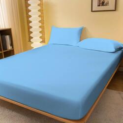 Ralex Set husa de pat si fete perne tricot jerse bumbac 100%, pentru saltea cu inaltime de 25cm si dimensiune 160x200 cm Albastru Lenjerie de pat