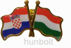  Kitűző, páros zászló Horvát-Magyar jelvény 40x25 mm