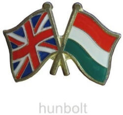  Kitűző, páros zászló Nagy-Britannia-Magyar jelvény 26x15 mm