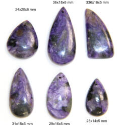  Pandantiv / Cabochon Charoit cu Gaura - Picatura - Neregulat - 23-36x14-20x5-6 mm - 1 Buc