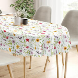 Goldea față de masă teflonată - flori colorate de primăvară - ovală 120 x 200 cm