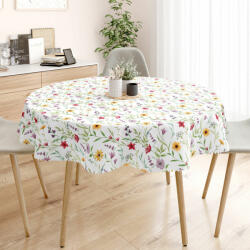 Goldea față de masă teflonată - flori colorate de primăvară - rotundă Ø 100 cm