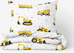 Goldea lenjerie de pat pentru copii din 100% bumbac - excavatoare și vehicule de construcții 140 x 200 și 50 x 70 cm