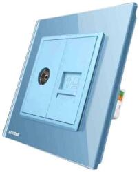 LIVOLO Priza dubla TV + priza internet Livolo cu rama din sticla, albastru, VL-C791VC-19 (VL-C791VC-19)