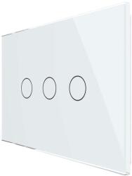 LIVOLO Intrerupator triplu cap scara / cap cruce cu touch Livolo din sticla, standard Italian, protocol ZigBee - Serie noua, alb, VL-FC3SZ-3G-11