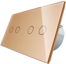 LIVOLO Intrerupator dublu + dublu cu touch Wireless Livolo din sticla, auriu, VL-C702R/C702R-13 (VL-C702R/C702R-13)