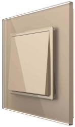 LIVOLO Intrerupator Simplu Mecanic si Cap Scara , 2 Module LIVOLO cu Rama din Sticla - Serie Noua, auriu, VL-FCMKS-2AP (VL-FCMKS-2AP)