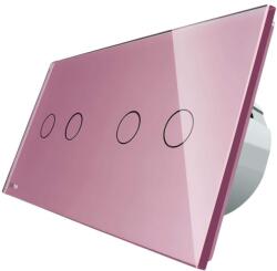 LIVOLO Intrerupator dublu + dublu cu touch Wireless Livolo din sticla, roz, VL-C702R/C702R-17 (VL-C702R/C702R-17)