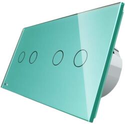 LIVOLO Intrerupator dublu + dublu cu touch Wireless Livolo din sticla, verde, VL-C702R/C702R-18 (VL-C702R/C702R-18)