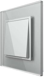 LIVOLO Intrerupator Simplu Mecanic si Cap Scara , 2 Module LIVOLO cu Rama din Sticla - Serie Noua, gri, VL-FCMKS-2IP (VL-FCMKS-2IP)