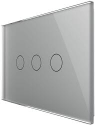 LIVOLO Intrerupator triplu cu touch Livolo din sticla, standard italian - Serie noua, gri, VL-FC3-3G-15