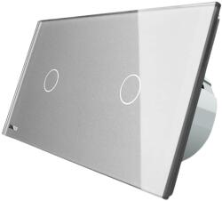 LIVOLO Intrerupator simplu + simplu cu touch Livolo din sticla, gri, VL-C701/C701-15