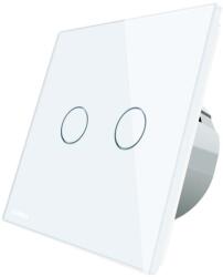 LIVOLO Intrerupator dublu cu revenire (reset) Livolo cu touch din sticla, alb, VL-C702H-11