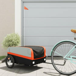vidaXL fekete-narancssárga vas kerékpár-utánfutó 45 kg (94040)