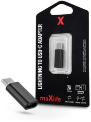 Maxlife Lightning/USB Type-C adapter - 2A - fekete