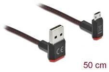 Delock 85265 EASY-USB 2.0 kábel A-típusú csatlakozódugó - EASY-USB Micro-B típusú csatlakozódugó, ívelt fe (85265)