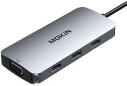 Mokin 7in1 Adapter Hub USB-C to 2x HDMI + 3x USB 2.0 + DP + VGA (silver) (MOUC0507) - scom