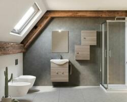Savinidue Zaffiro 55cm-es két ajtós fürdőszobaszekrény füstölt tölgy + mosdó - mindigbutor
