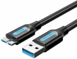 Vention USB 3.0 A férfi és Micro-B férfi kábel Vention COPBI 3m fekete PVC (COPBI)