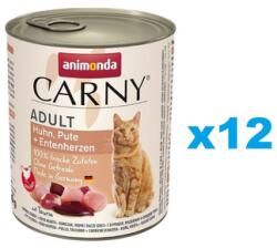 Animonda Carny Adult Chicken&Turkey&Duck hearts 12 x 800 g csirke, pulyka és kacsa felnőtt macskák számára