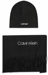 Calvin Klein Set Fular și Căciulă Basic Wool Beanie+Scarf K50K507552 Negru