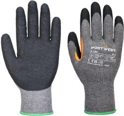 Portwest Grip 10 Latex megerősített hüvelykujjas kesztyű (12 pár) (szürke/fekete, 12 db) (A106G8RL)