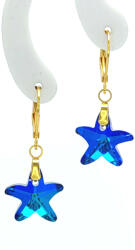 Tanita ékszer Aranyszínű nemesacél fülbevaló királykék csillag Swarovski kristállyal