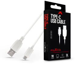 MaxLife USB - USB Type-C adat- és töltőkábel 1 m-es vezetékkel - Maxlife USB Type-C Cable - 5V/3A - fehér - rexdigital
