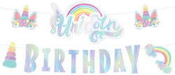 PartyPal Üdvözlőfelirat Happy Birthday 2, 5m, Unikornis, Unicorn (LUFI367765)
