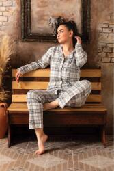 Ercan Pijama dama cu nasturi, gri cu alb
