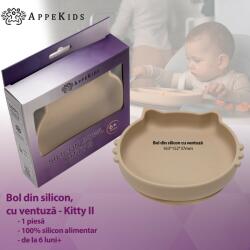 APPEKIDS Bol din silicon, AppeKids, Kitty II - Bubble Beige (AK275251) Set pentru masa bebelusi