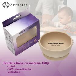 APPEKIDS Bol din silicon, AppeKids, Kitty I - Bubble Beige (AK275206) Set pentru masa bebelusi