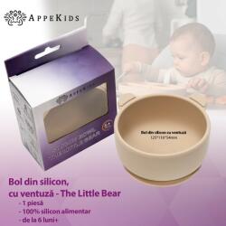 APPEKIDS Bol din silicon cu ventuza, AppeKids, The Little Bear - Bubble Beige (AK275107) Set pentru masa bebelusi